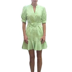 🎁SPECIAL🎁VERONICA BEARD Molly Belted Mini Shirtdress In Pistachio Green